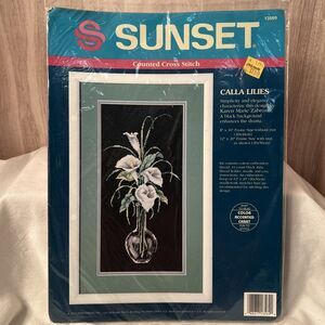 Sunset Calla Lilies Counted Cross Stitch Kit 13569 . Vintage 1993. New